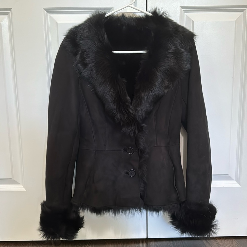 LK Bennett black shearling jacket
